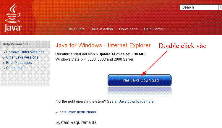 Trang chủ của Java